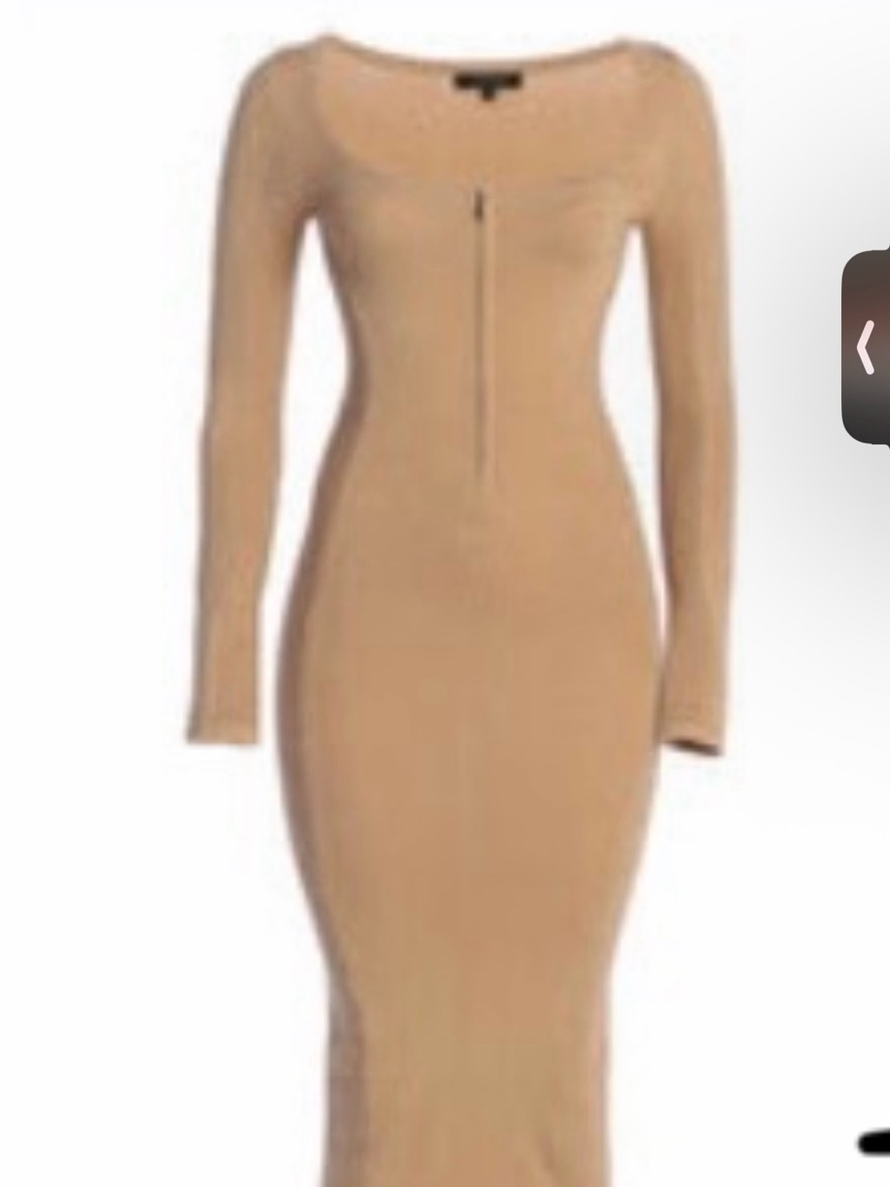 Jluxlabel Beige Pollie Midi Dress Long Sleeve Bodycon